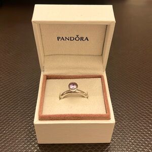 Pandora size 6 NEW NEVER WORN Purple Stone Sterling Silver Tie together ring